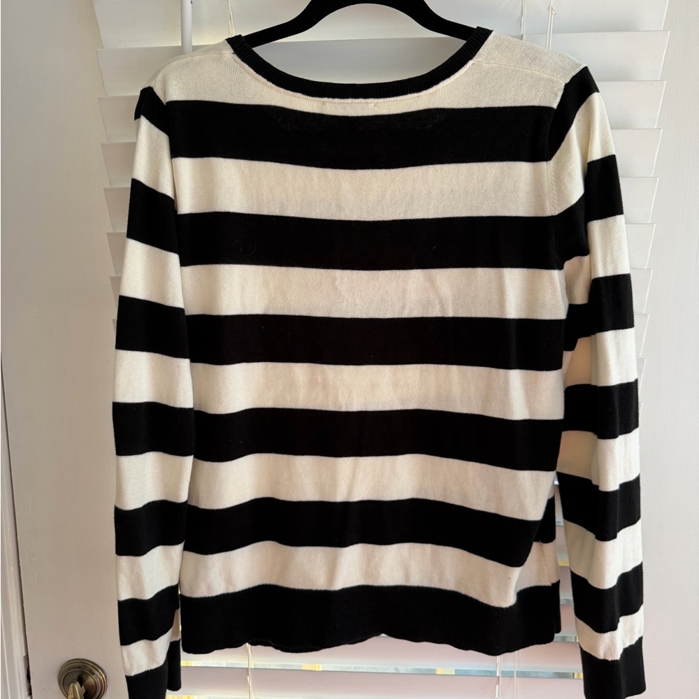 Tommy Hilfiger Black and White Striped Top with Red Star - Picture 2 of 5